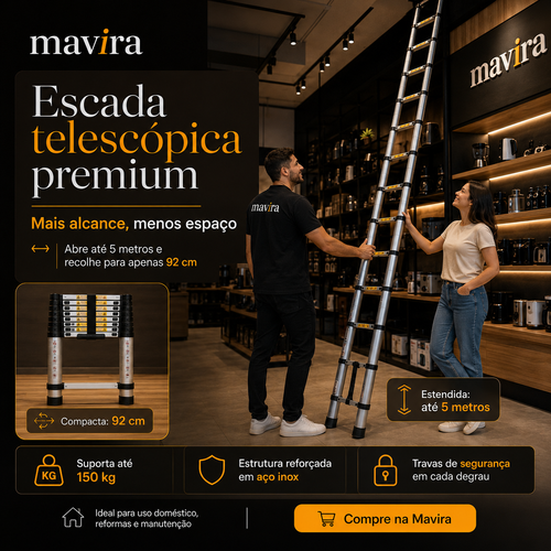 ElevaPro™ - Escada Telescópica Profissional (5 METROS)