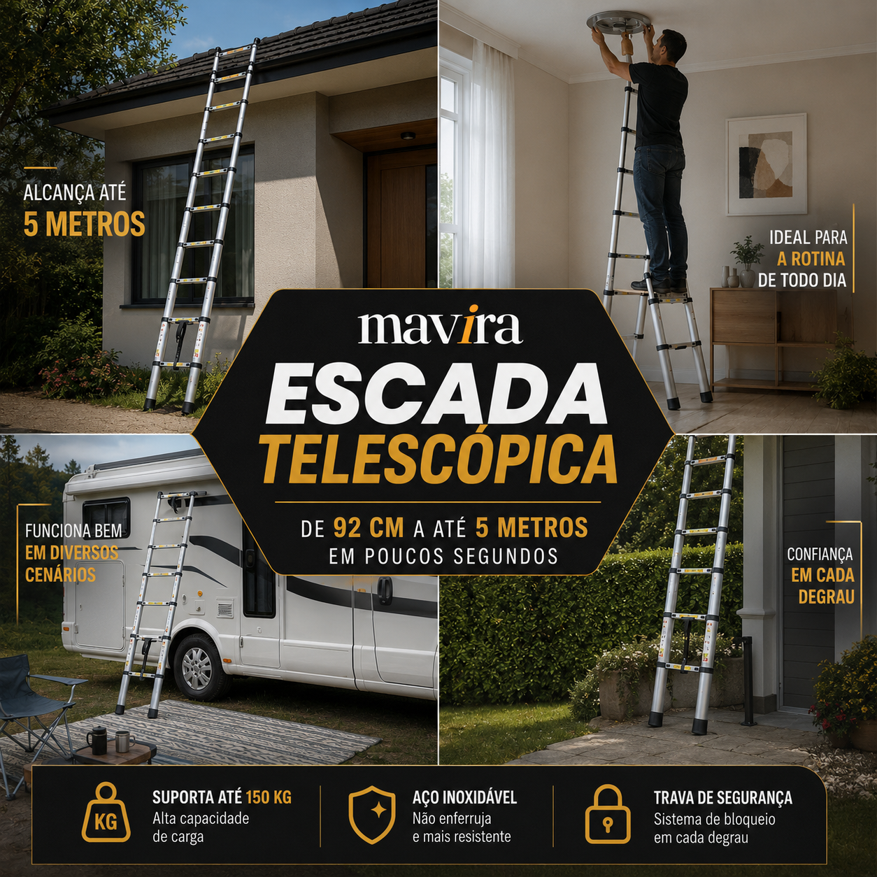 ElevaPro™ - Escada Telescópica Profissional (5 METROS)