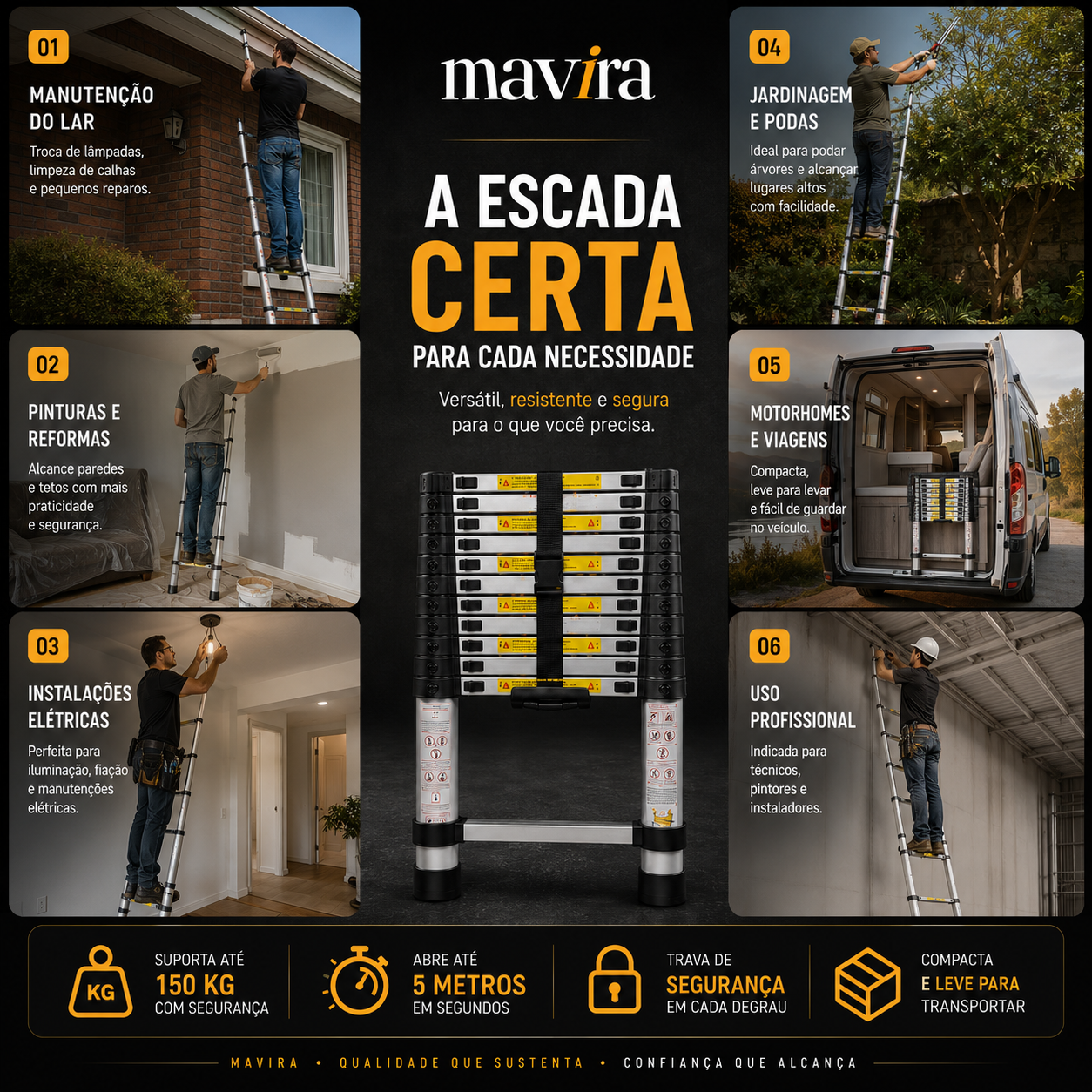 ElevaPro™ - Escada Telescópica Profissional (5 METROS)