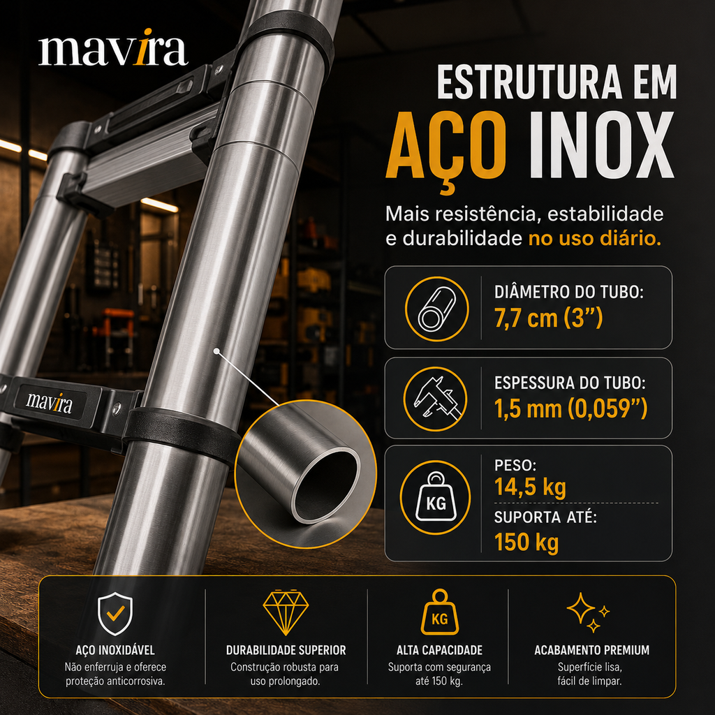 ElevaPro™ - Escada Telescópica Profissional (5 METROS)