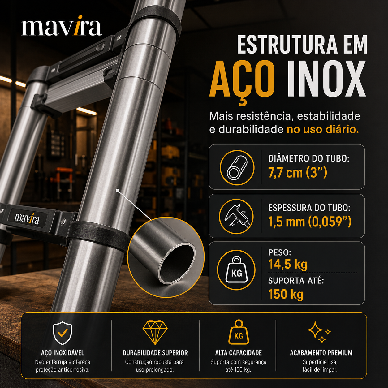 ElevaPro™ - Escada Telescópica Profissional (5 METROS)